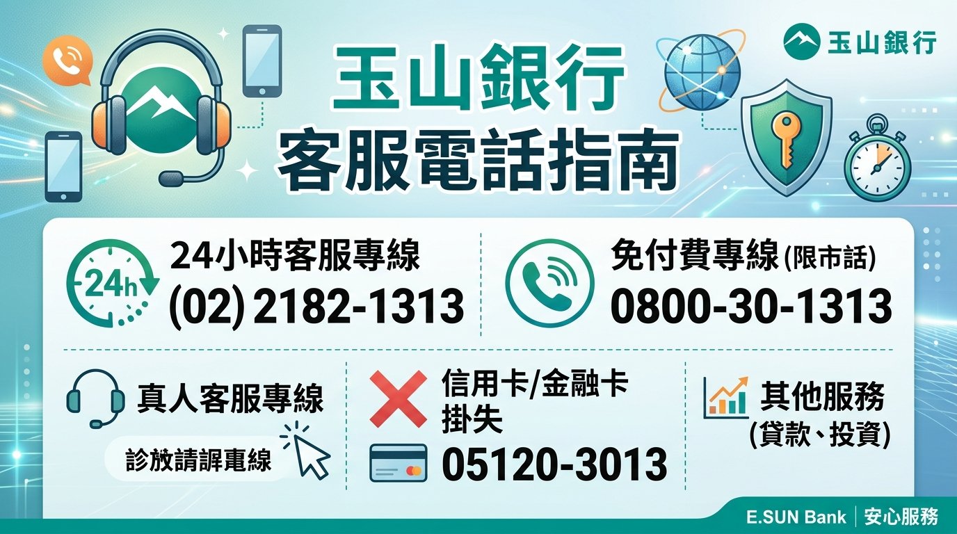 玉山銀行客服電話｜24小時客服、0800、真人專線與掛失電話